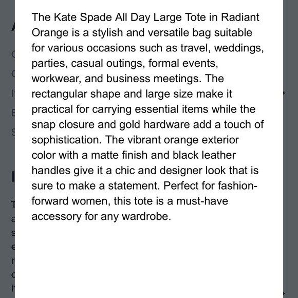 Kate Spade New York All Day Orange Tote Bag - Picture 14 of 14
